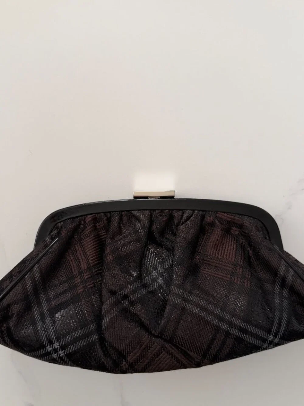 Banana Republic Black Clutch Evening Bag Ruched Textured Formal Purse